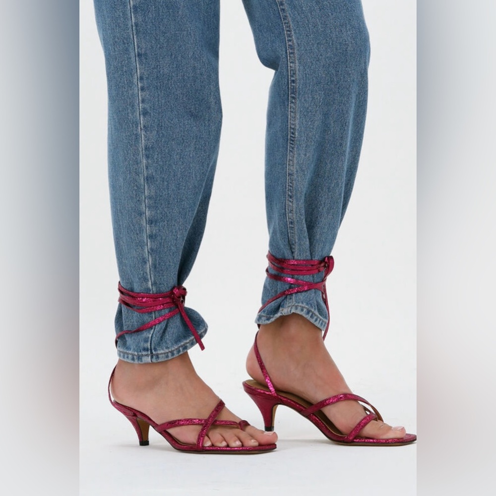 Toral Metallic Pink Strappy Heels